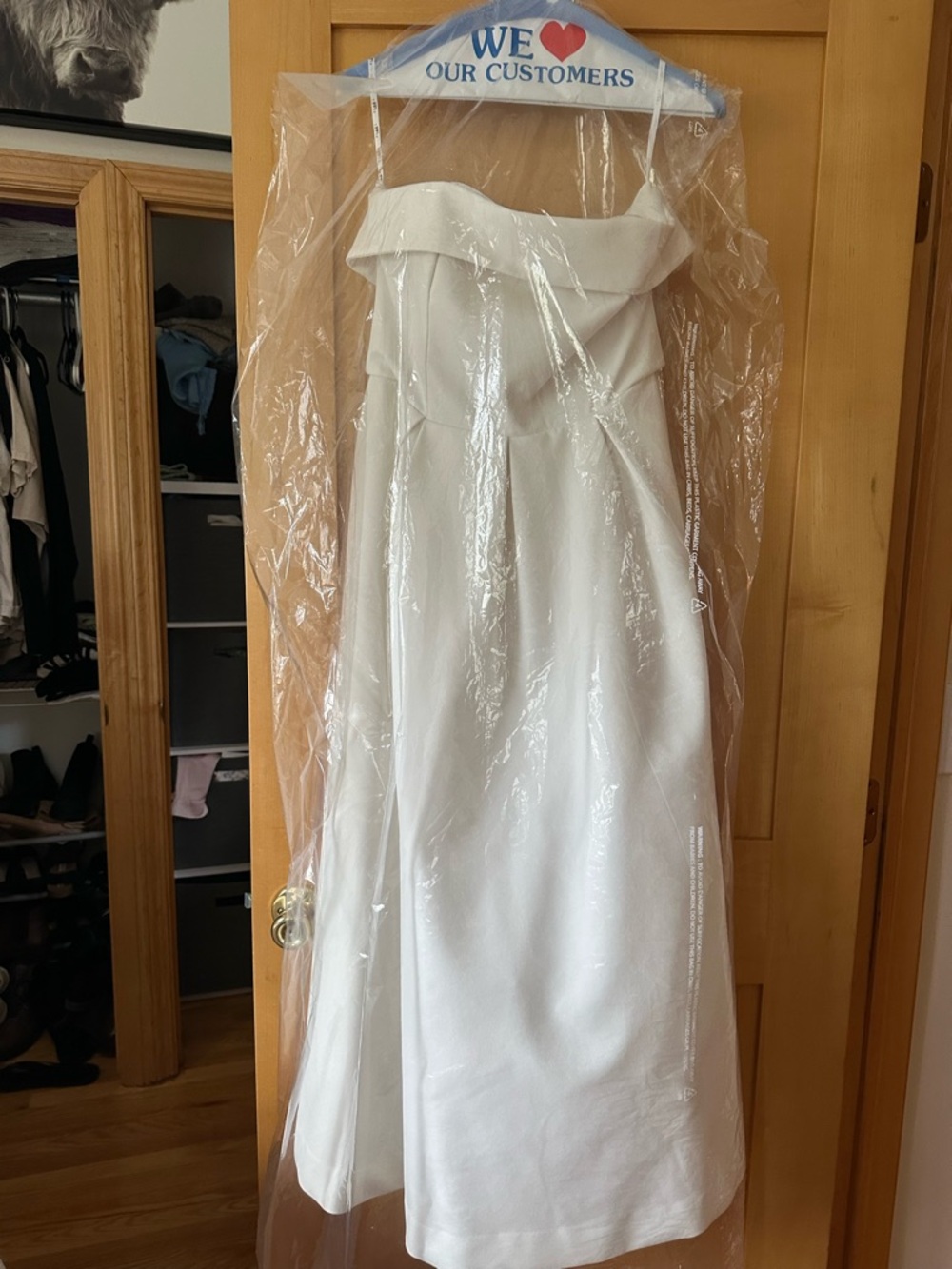 Strapless Ivory Midi Dress with Pleated Skirt - Picture 4 of 4
